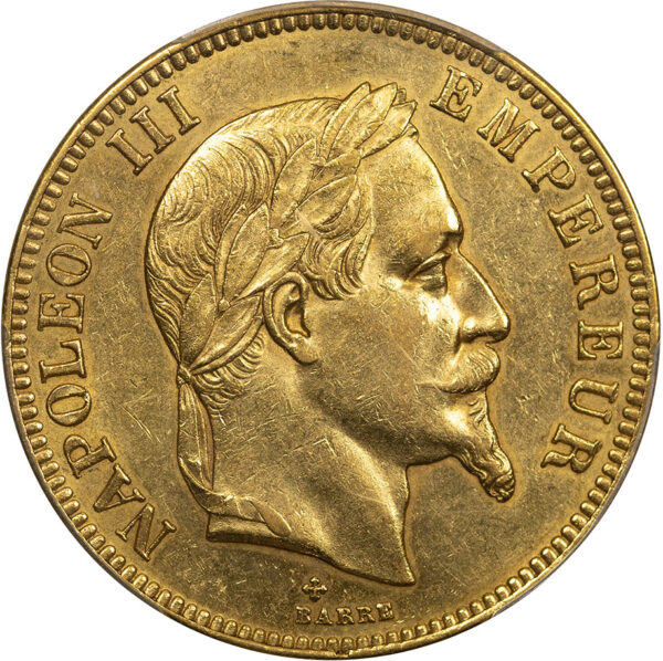 1866-BB 100 Francs France PCGS AU55