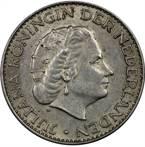 1964 1 Gulden Juliana Netherlands Silver UNC - Image 2