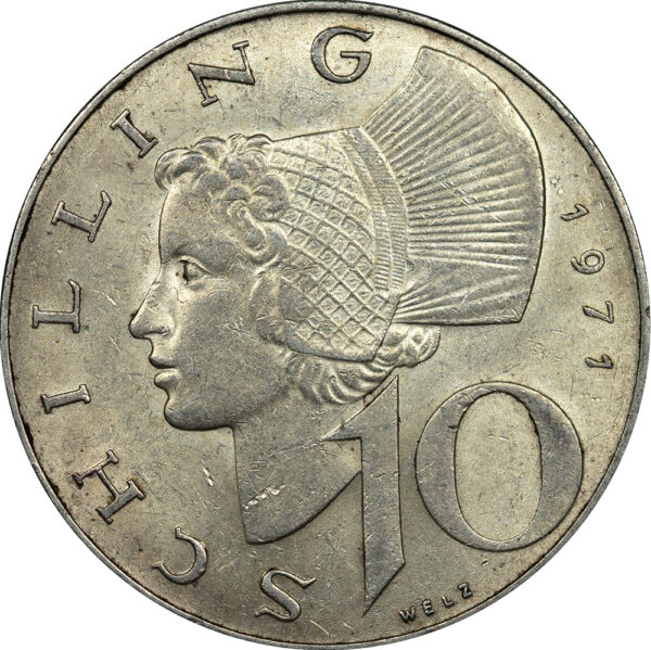 1971 10 Schilling Austria Silver UNC