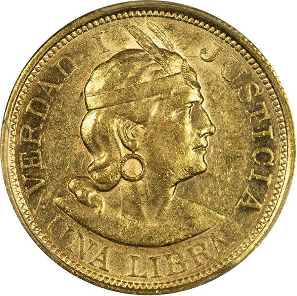 1906 GOZF LIBRA Peru PCGS AU55