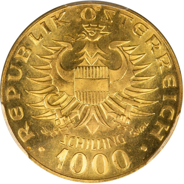 1976 1000 Schilling Austria PCGS MS67 - Image 2