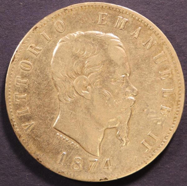L.5 ITALY 1874 VITTORIO EMANUELE II