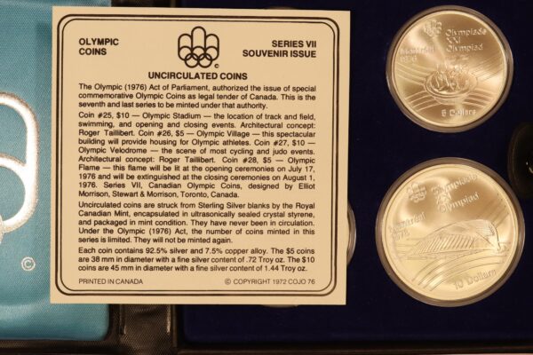 CANADA SILVER OLYMPIC COINS SET MONTREAL 1976 SOUVENIR ISSUE - Image 4