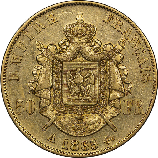 1865 50 Francs - Napoleon III Gold - Image 2