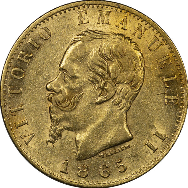1865 20 Lire - Vittorio Emanuele II Italy UNC