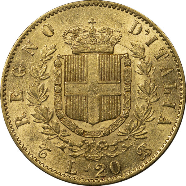 1865 20 Lire - Vittorio Emanuele II Italy UNC - Image 2