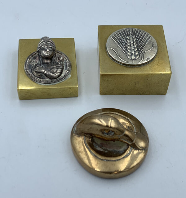 Vintage Bronze & Silver paperweights