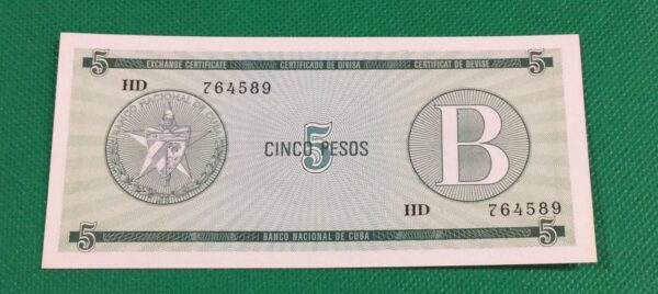 5 PESOS EXCHANGE CERTIFICATE CUBA GB125 - Image 2