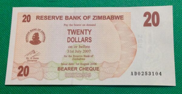 2006 20 DOLLARS ZIMBABWE GB150