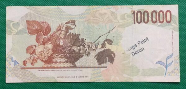 1994 100000 LIRA ITALY  No 504241 GB222 - Image 2
