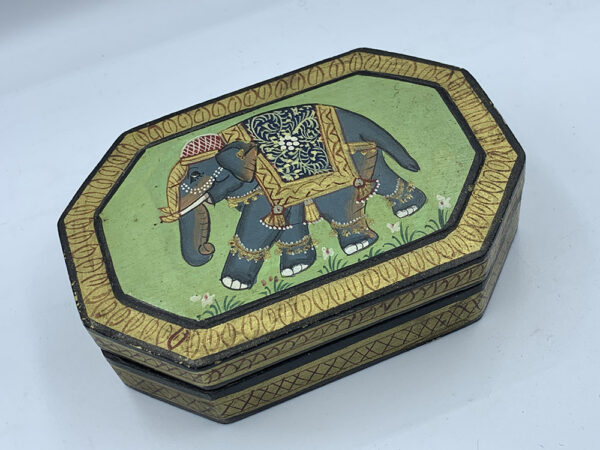 Octagonal Indian Lacquered Trinklet Box