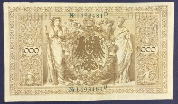 1000 MARK GERMANY 1910 No 1493481 GB355 - Image 2