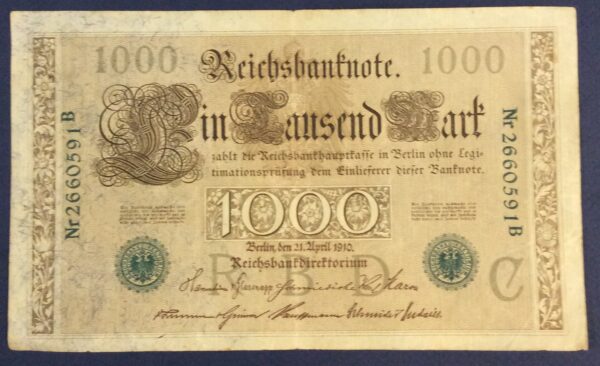 1000 MARK GERMANY 1910 No 2660591 GB357