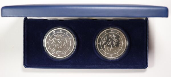 Σετ Δύο Ασημένιων Νομισμάτων 10 Ευρώ Αθήνα 2004