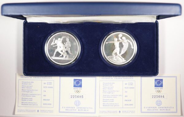 Σετ Δύο Ασημένιων Νομισμάτων 10 Ευρώ Αθήνα 2004 - Image 4