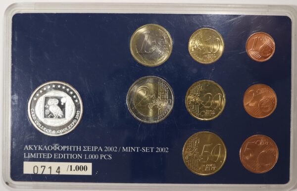 2002 ΑΚΥΚΛΟΦΟΡΗΤΗ ΣΕΙΡΑ ΕΥΡΩ  + ΑΣΗΜΕΝΙΟ ΜΕΤΑΛΛΙΟ ΜΙΝΤ/SET - Image 2