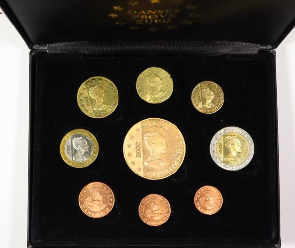 2002 DENMARK 9 COIN EURO PROTOTYPE PATTERN PROOF SET