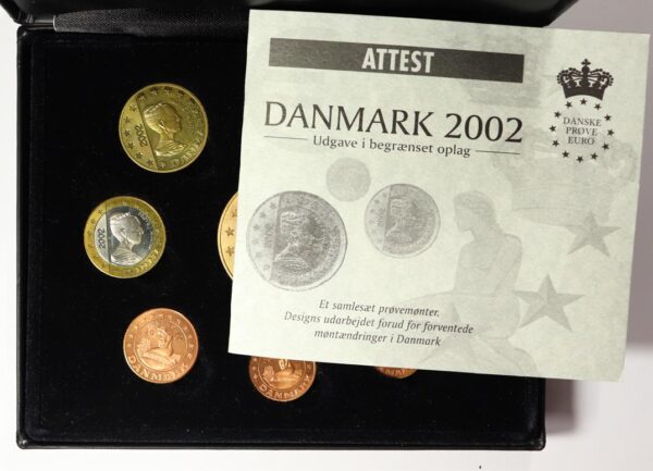 2002 DENMARK 9 COIN EURO PROTOTYPE PATTERN PROOF SET - Image 3