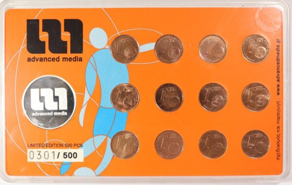 2004 12 EURO 1 CENT COINS LIMITED EDITION 500  PCS 0301/500