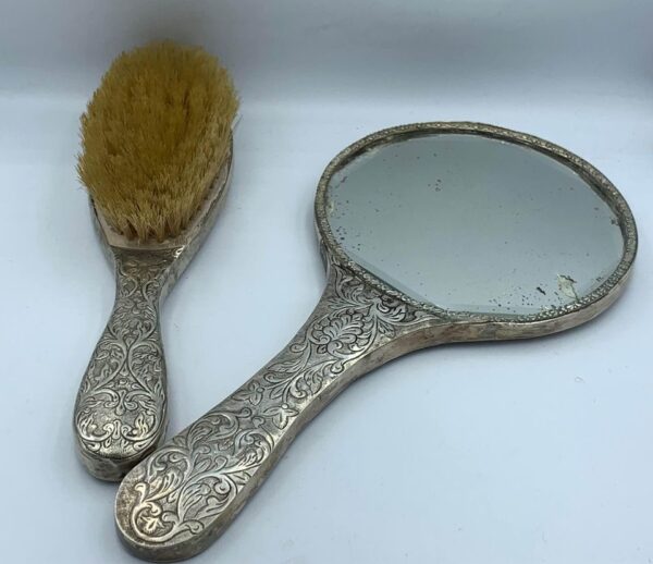 Ασημένια Antique βούρτσα και καθρεπτάκι PC4 - Image 6