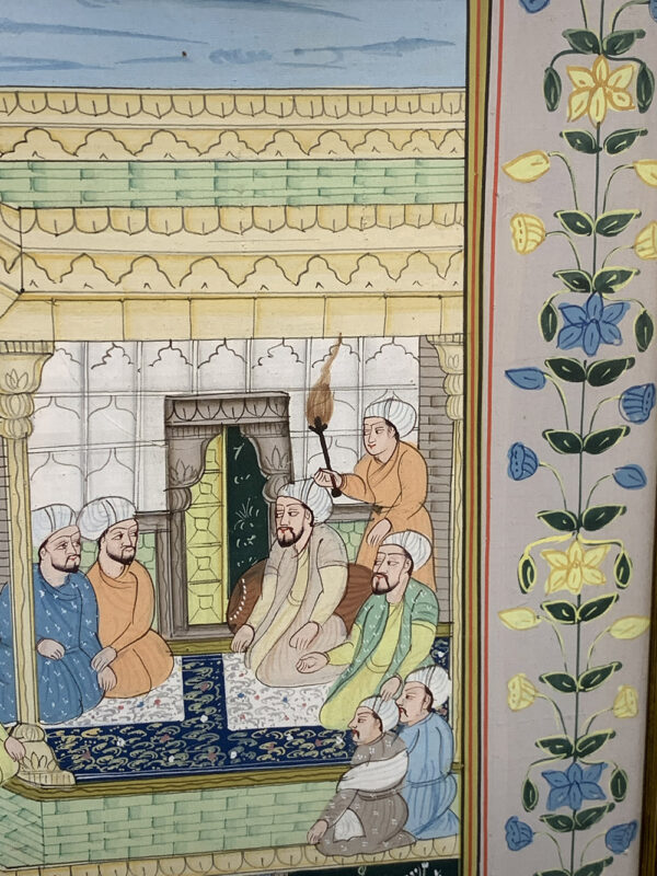 Vintage Mughal Silk painting 24x34cm - Image 4
