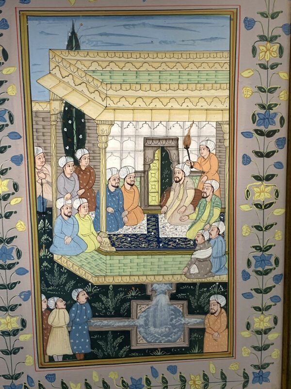 Vintage Mughal Silk painting 24x34cm - Image 5