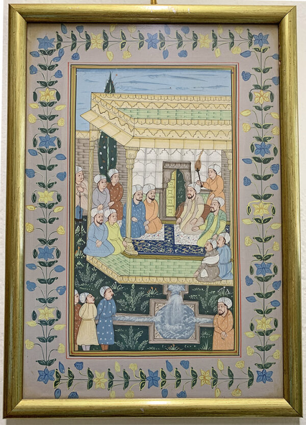 Vintage Mughal Silk painting 24x34cm