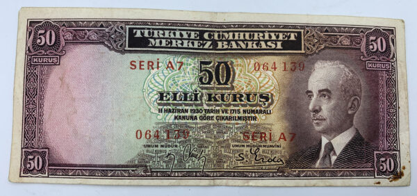 1930 50 KURUS TURKEY - XF PG1