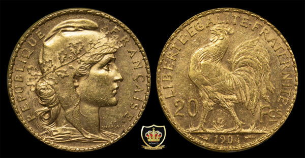 1904 20 Francs gold Coin Rooster France