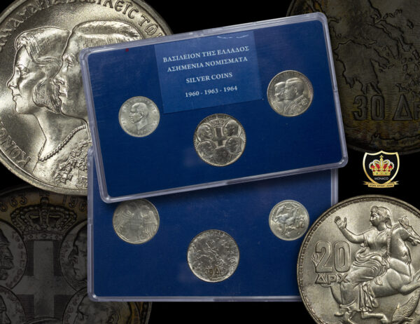 3 Silver Coin Set in plexiglass case (1960-1964) PG