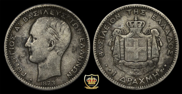 Greece 1 Drachmai Silver 1873 PG23
