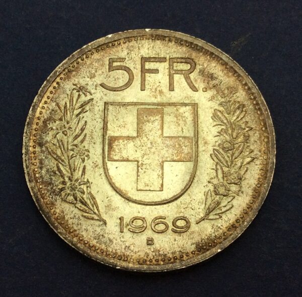Switzerland 5 Francs 1969 Silver Coin GB269 - Image 2