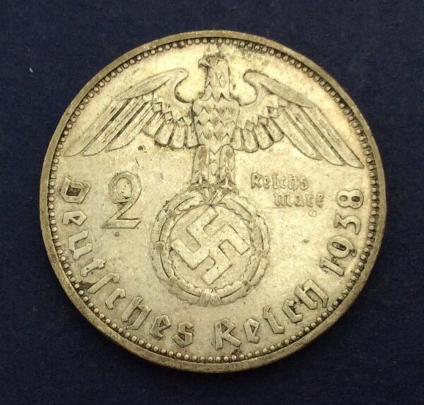German 2 Reichsmark 1938 Silver Coin GC283 - Image 2