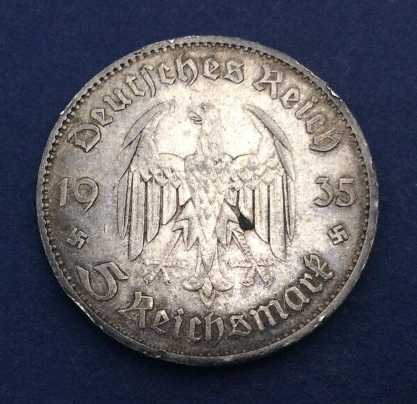 German 5 Reichsmark 1935 Silver Coin GC290 - Image 2