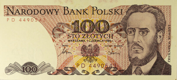 1986 POLAND UNC - 100 ZLOTYCH Αυστηρά ακυκλοφόρητo PG