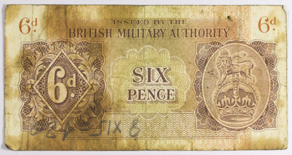 1943 BRITISH MILITARY AUTHORITY 6 PENCE (GREECE ) PGB1C
