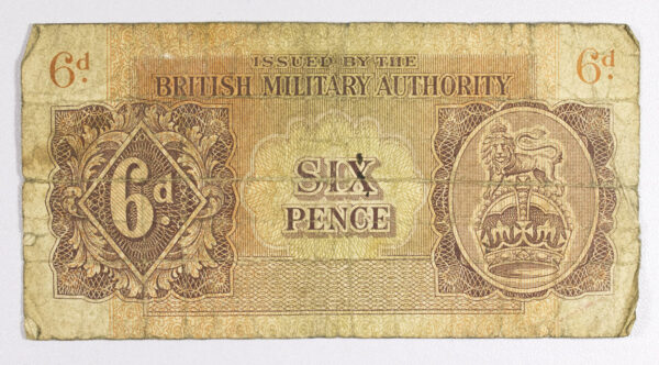 1943 BRITISH MILITARY AUTHORITY 6 PENCE (GREECE ) PGB1B