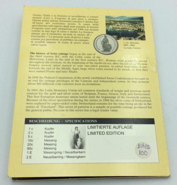 Switzerland 2003 Euro Essai Set Coins - Image 3
