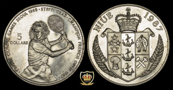 1988 Olympic Games Seoul - 5 Dollars - Elizabeth II Steffi Graf