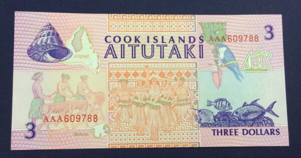 Cook Islands 3 Dollars 1992 UNC GBA19
