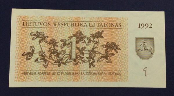 Lithuania 1 Talonas 1992 UNC GBA34 - Image 4