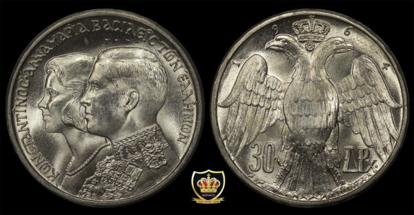 30 δραχμές 1964 Ασημένια Βέρνης BU (Αυστηρά ακυκλοφόρητα) PG