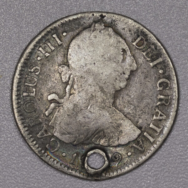 Carlos III Spain 2 Reales Silver with hole (Probably 1779) PG31