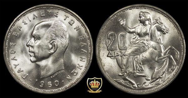 20 Δραχμές 1960 - PCGS MS66 pgc
