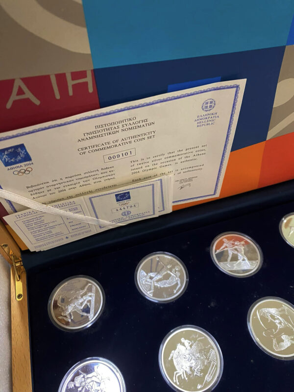 Σετ 12 Ασημένιων Νομισμάτων Ολυμπιακοί Αγώνες Αθήνα 2004 - Image 2