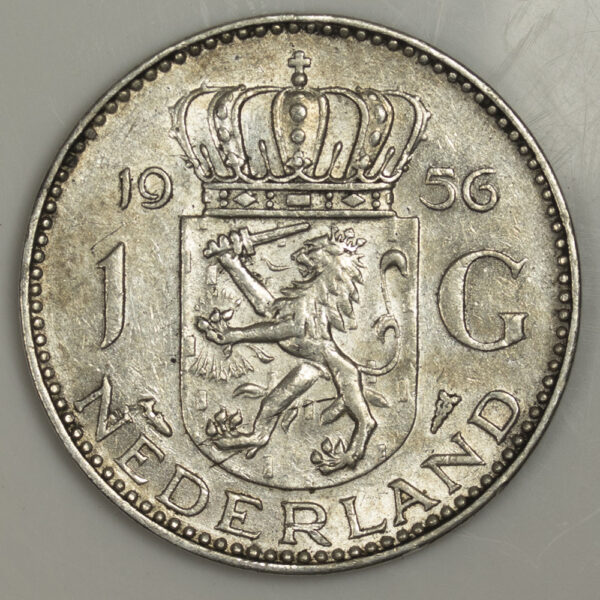 1956 1 Gulden Juliana Netherlands Silver UNC PGC