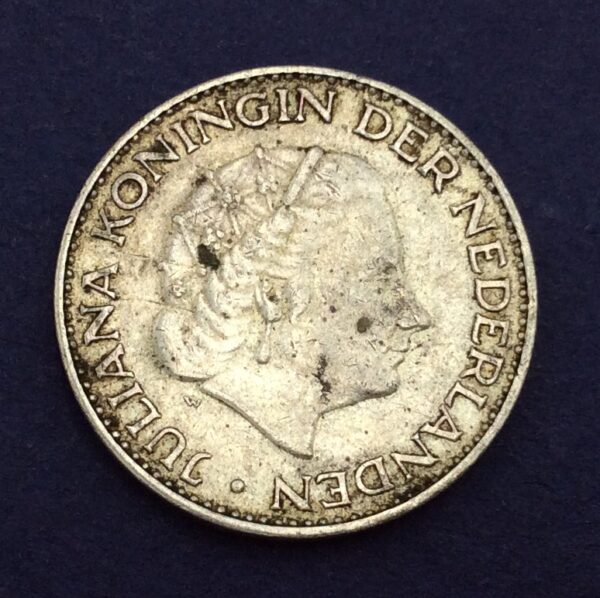 Netherlands 1 Gulden 1964 Silver Coin GC347