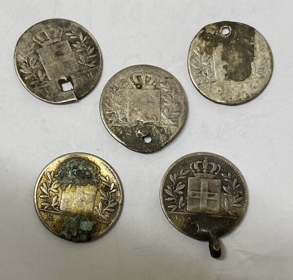 5 x 1/2 Δραχμές Βασιλειάς Όθωνας 18xx (Ασημένιες με τρύπα) PGC - Image 2