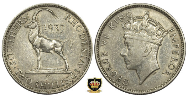 1937 Southern Rhodesia 2 Shillings PGC66