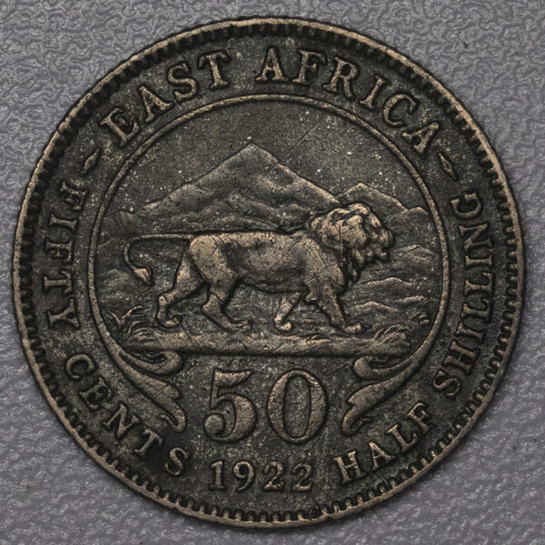 1922 50 Cents East Africa Silver PGC100